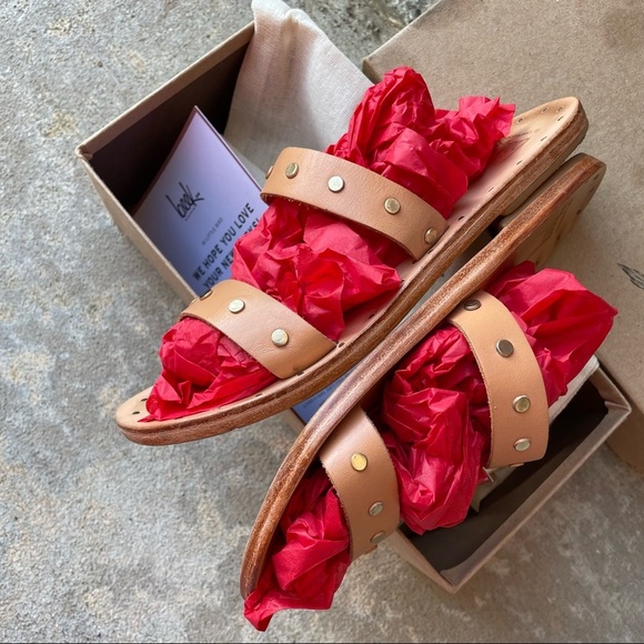 Beek Sandals Studded Leather Slides Brown Straps Summer Shoes Womens 7 - Picture 6 of 11